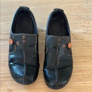 Womens Clarks dark brown Leather Shoes